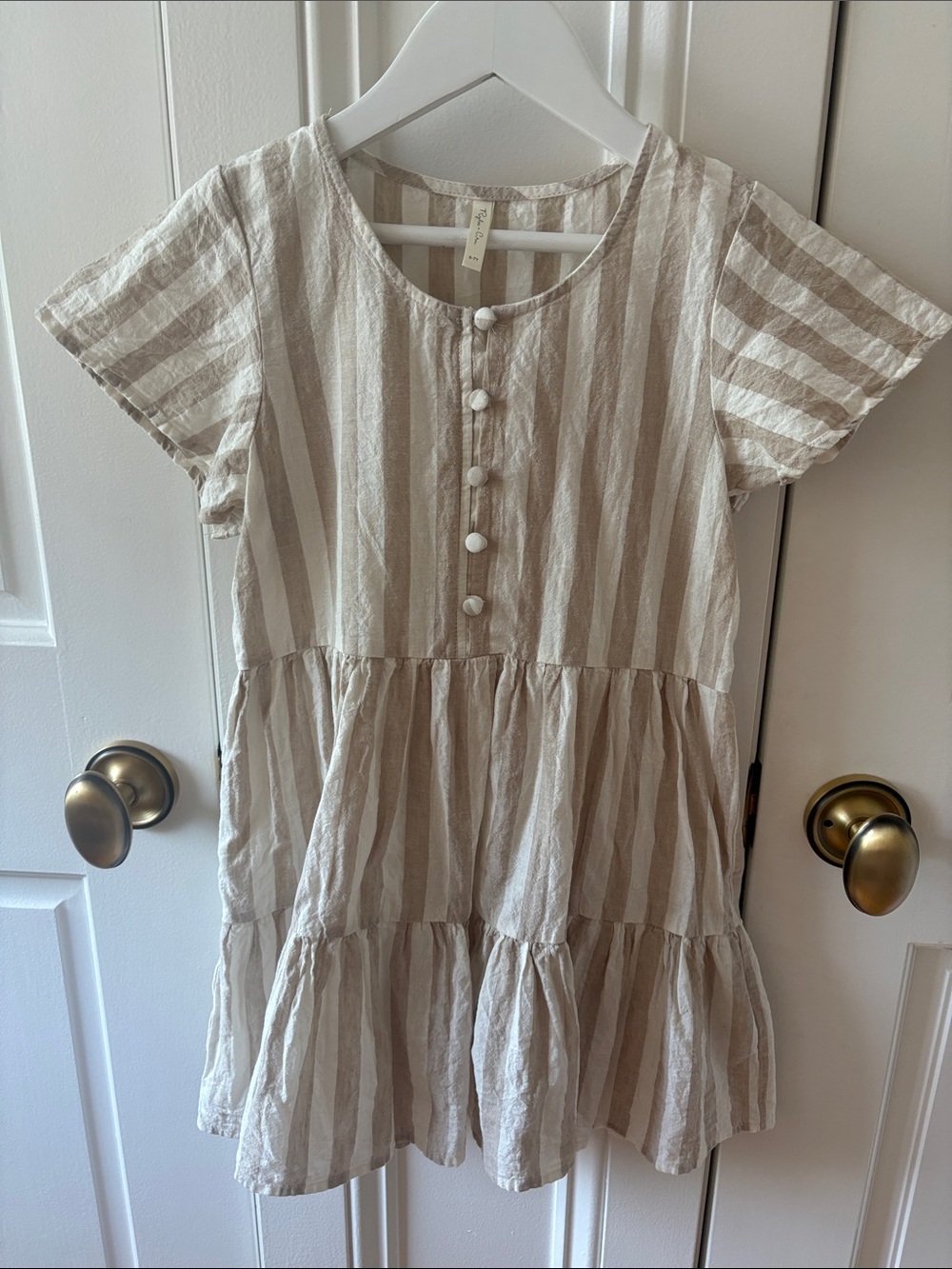 Rylee + Cru striped cotton linen dress